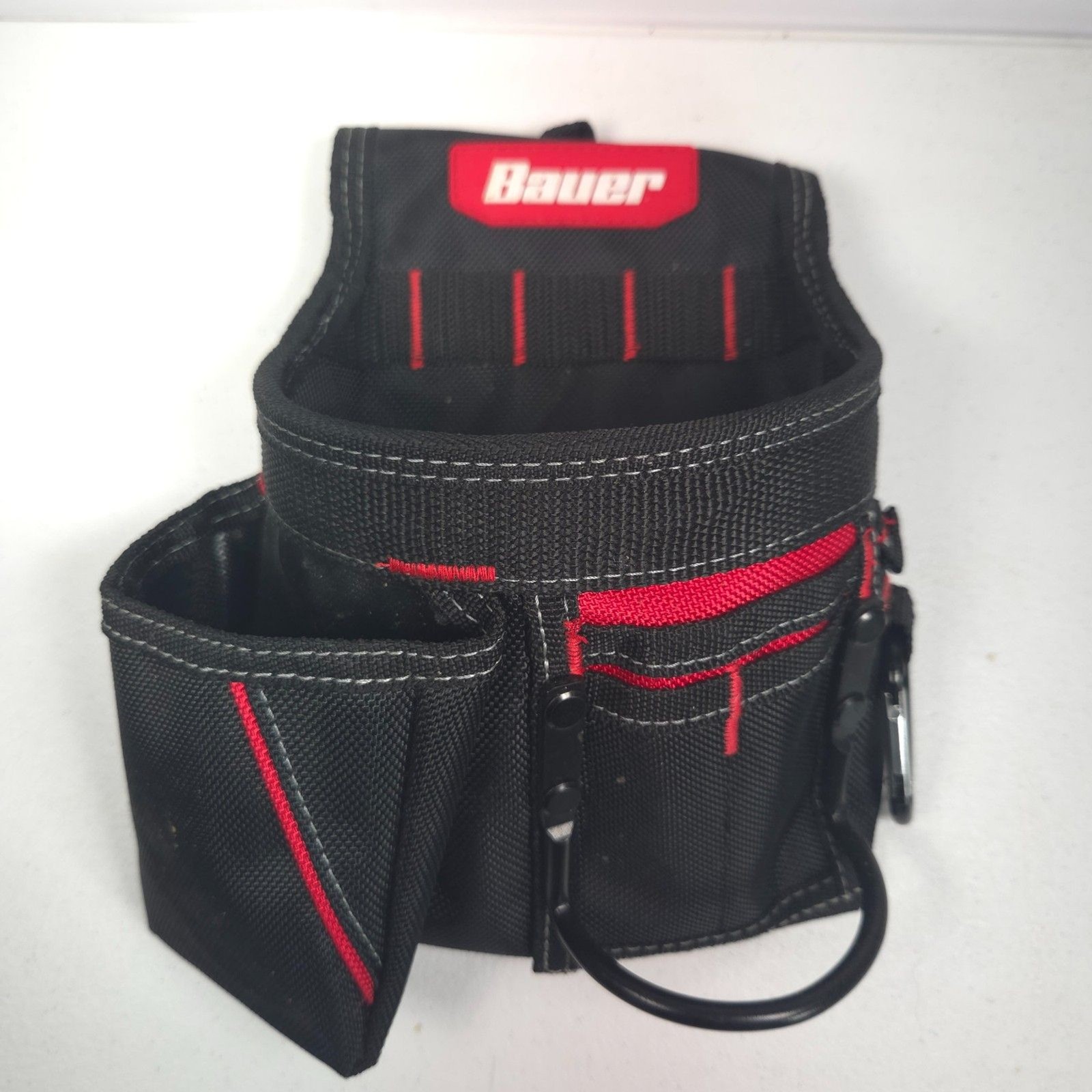 Bauer 12 Pocket Framer Tool Pouch #58522 Carpenter Belt Holster Black Red