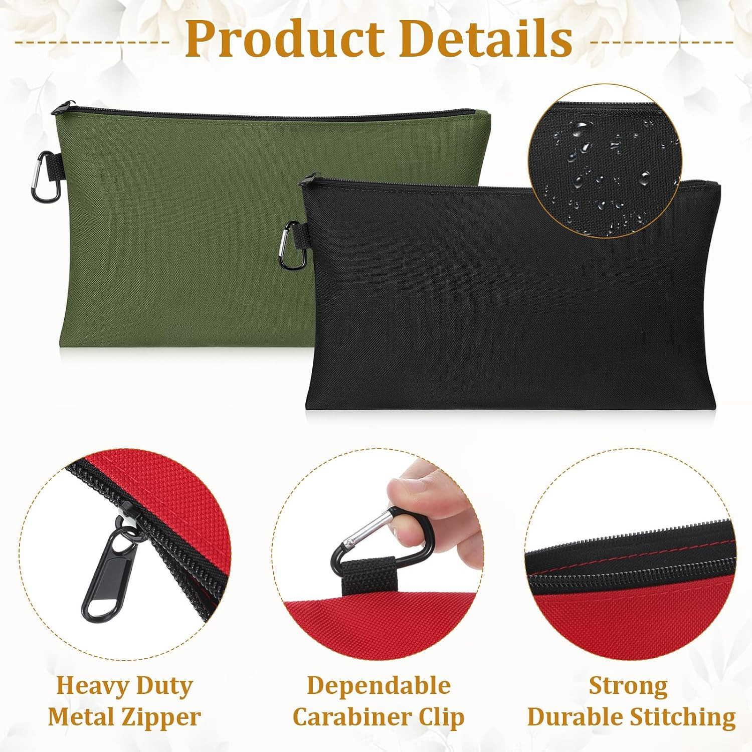 10 Pack Canvas Tool Bag Pouches, Heavy Duty Zipper Pouch | Utility Pouches