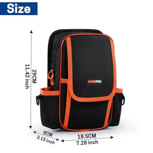 Zippered Electricians Tool Pouch, 1680D Technician Tool Bag with Handle, Small