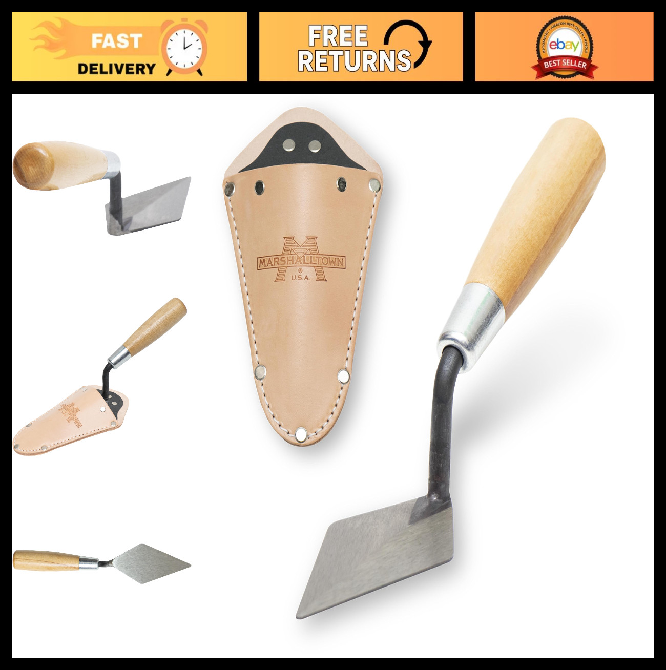Archaeology Pointing Trowel 4″x2″ Wood Handle Leather Holster London Style USA M