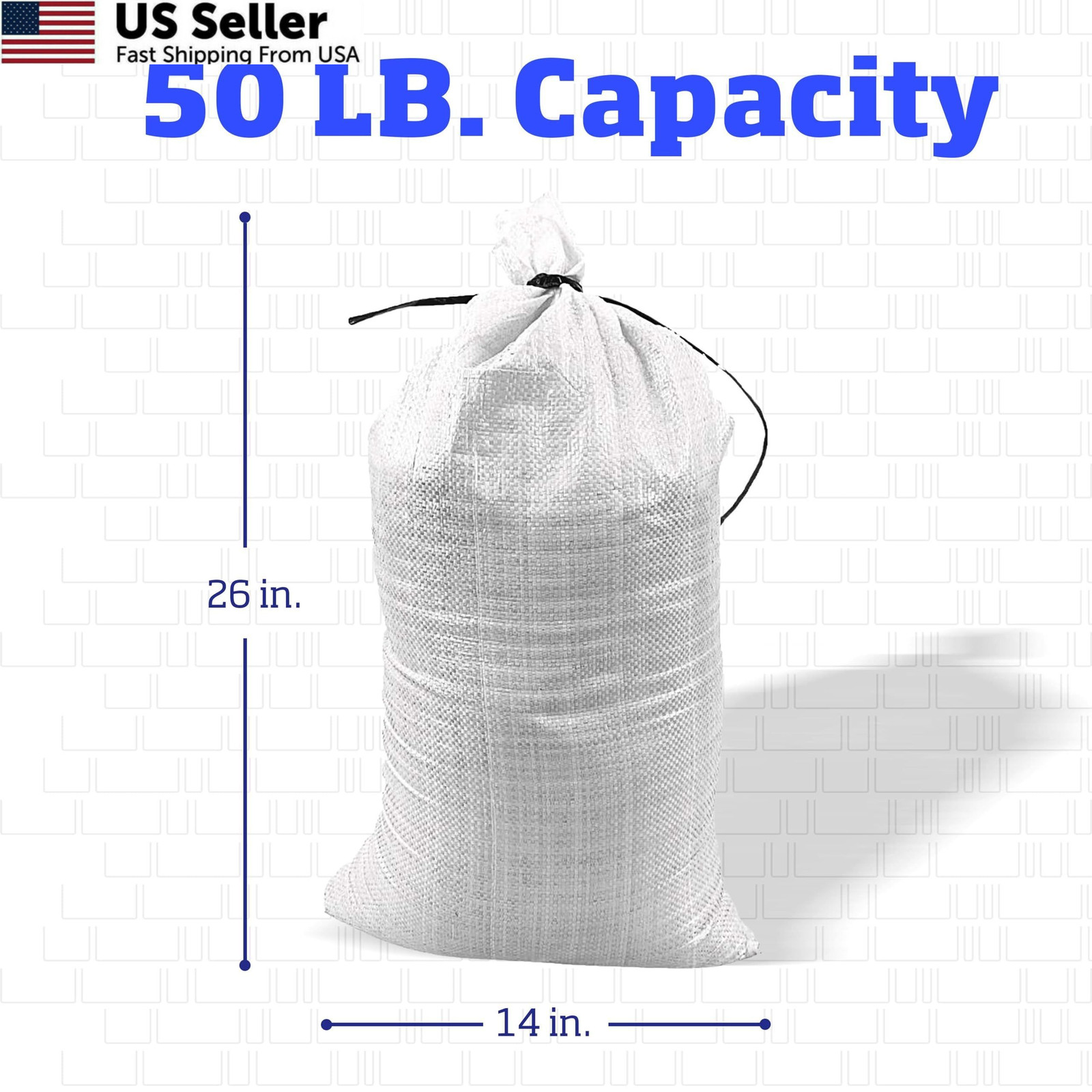 DURASACK Heavy Duty Sand Bags with Tie Strings Empty Woven 10 Sandbags, White