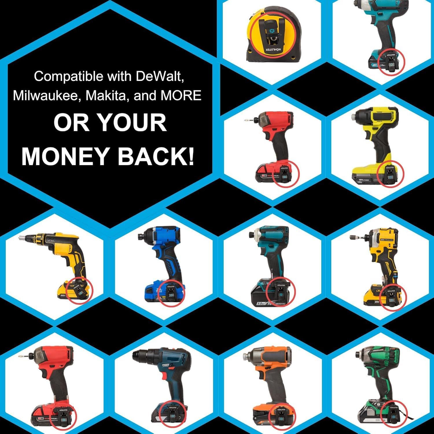 Locking Drill Clip Set – 3 Secure Tool Holders for Drills & Impact Drivers