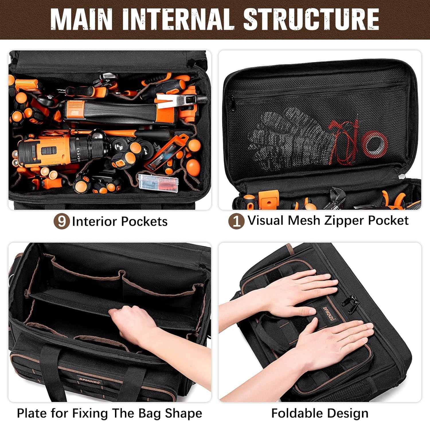 17 Inch Heavy Duty Tool Bags for Men Women, 20 Pockets Portable Tool Bag with…