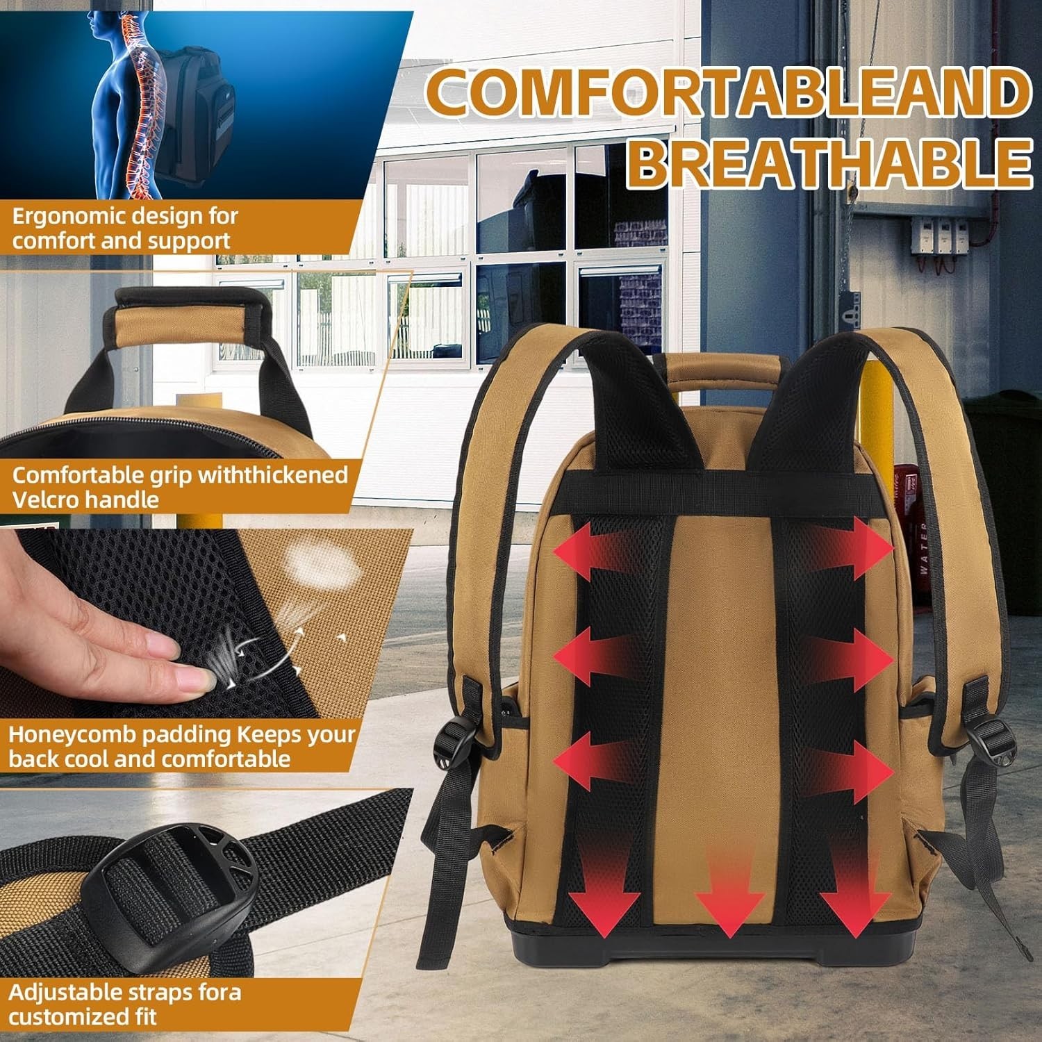 Multi-Pocket Heavy-Duty Tool Backpack – Durable and Waterproof Storage Solution