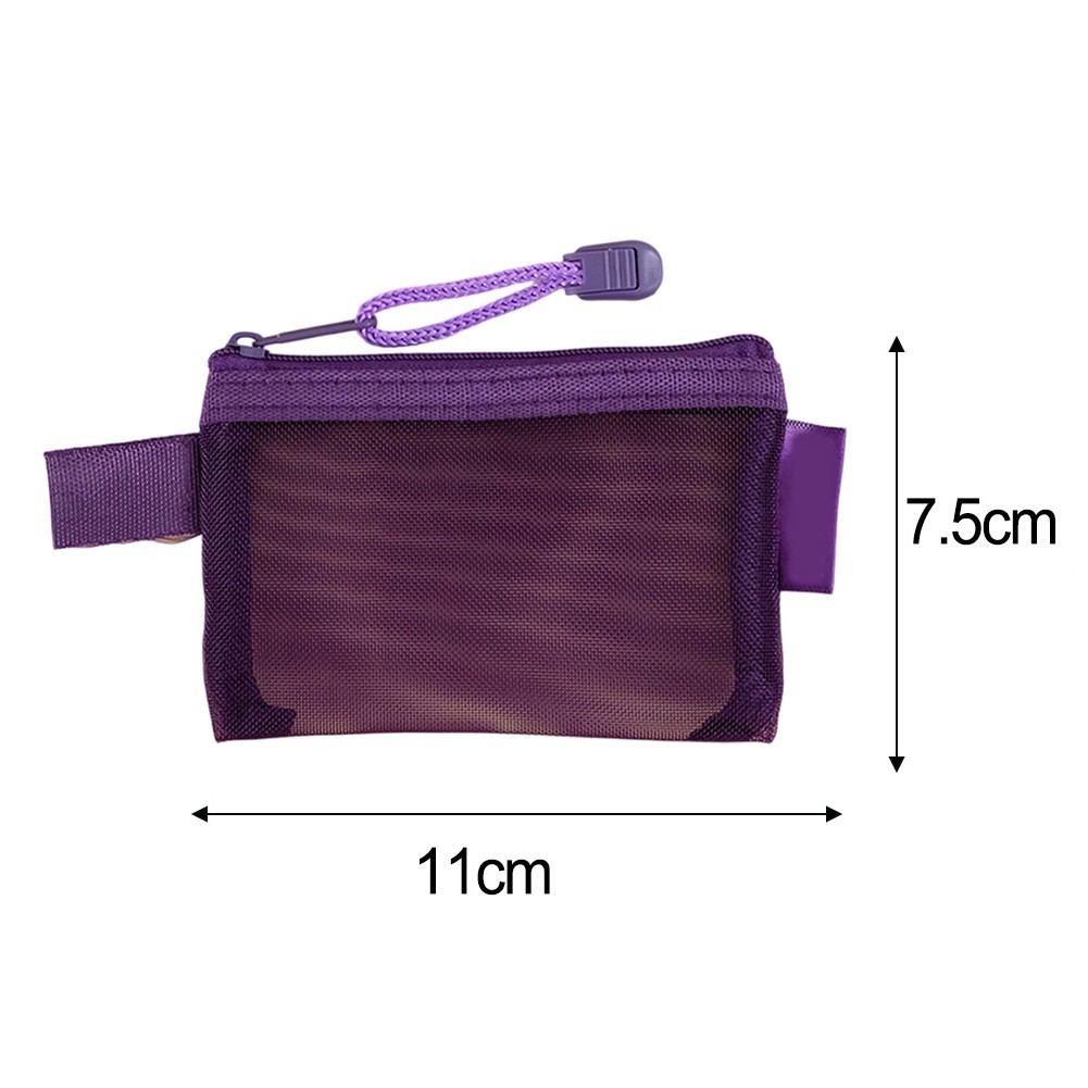 Small Zipper Mesh Nylon Bag for Makeup Earphone and Travel Essential Organizer