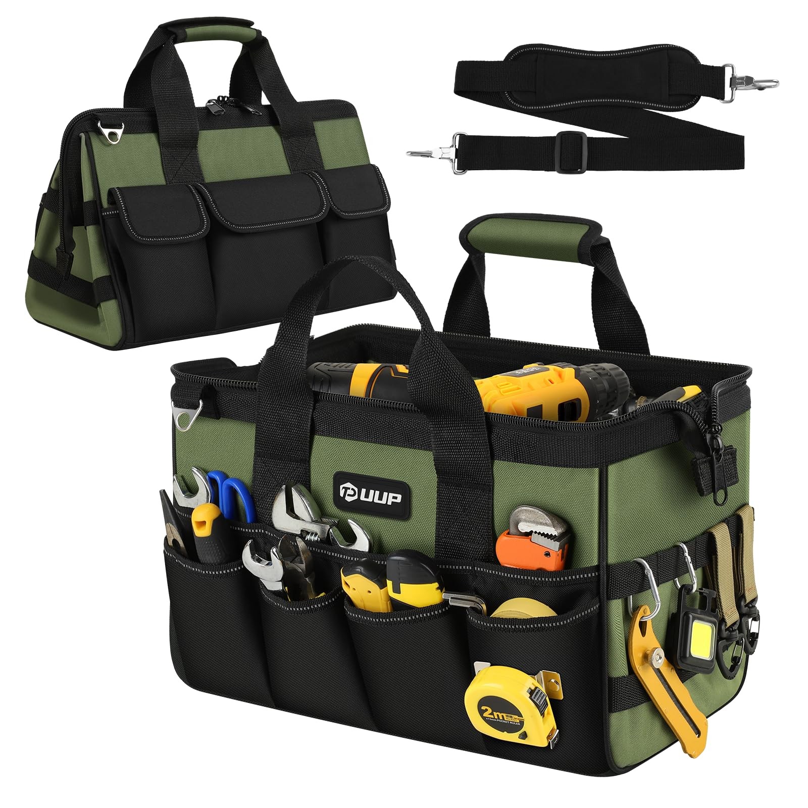 Heavy Duty Tool Bag 15-Inch, 16-Pocket Portable Empty Tool Box Organizer, Big…