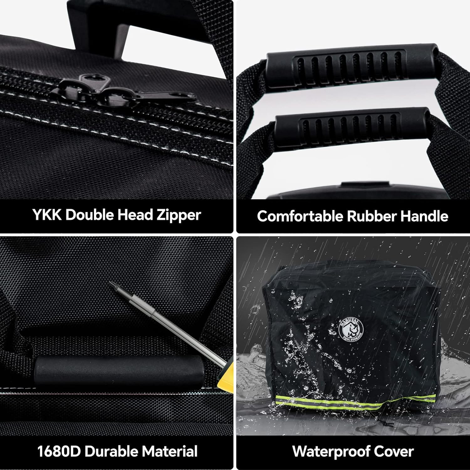 18” Rolling Tool Bag, Waterproof Tool Bag with Wheels, Portable Storage Organiz