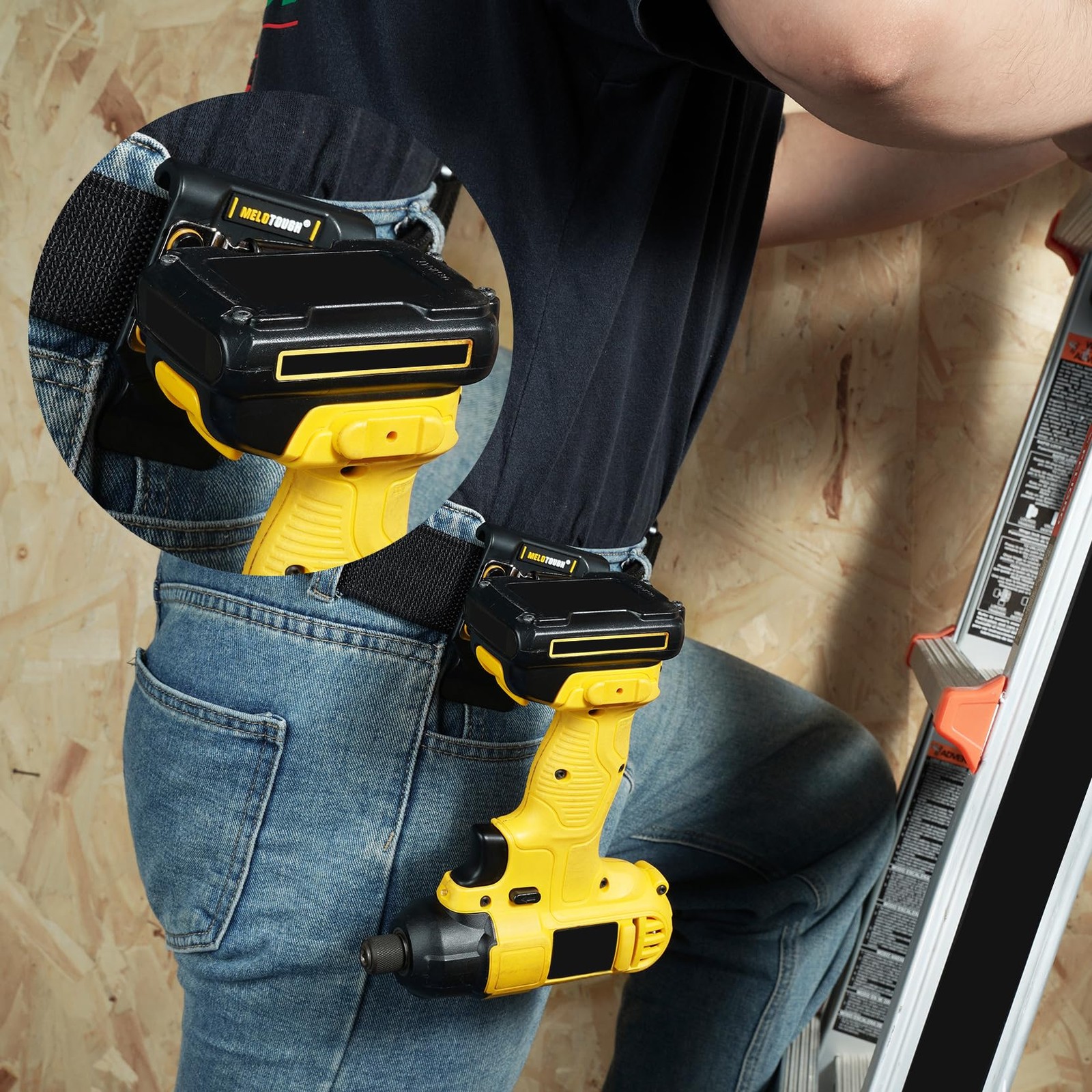 Drill Holder Tool Belt Holster Tape Measure Fits Up to 2.7 Inch Belt Black