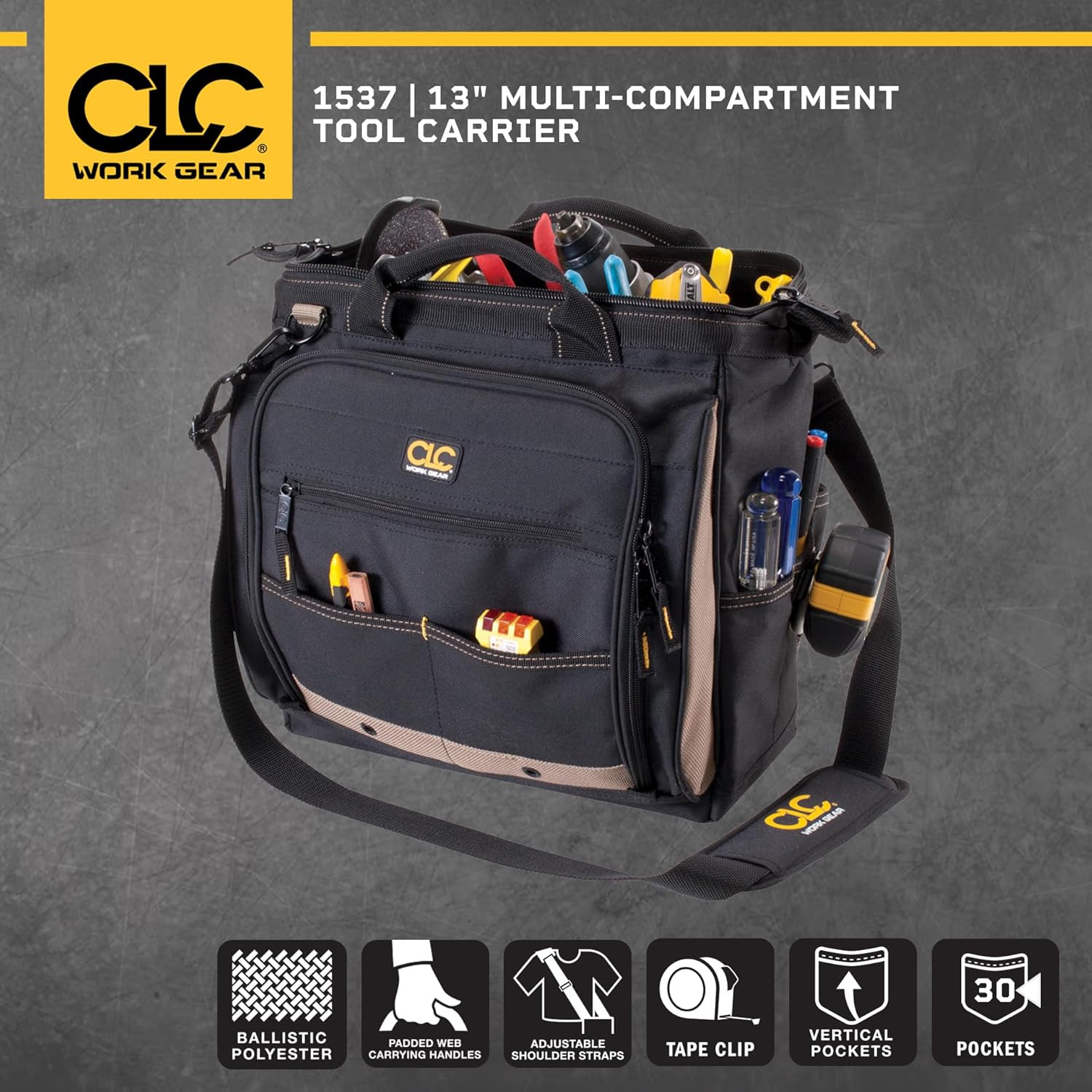 CLC 1537 Multi-Compartment Tool Carrier, 30 Pocket, 13 In.