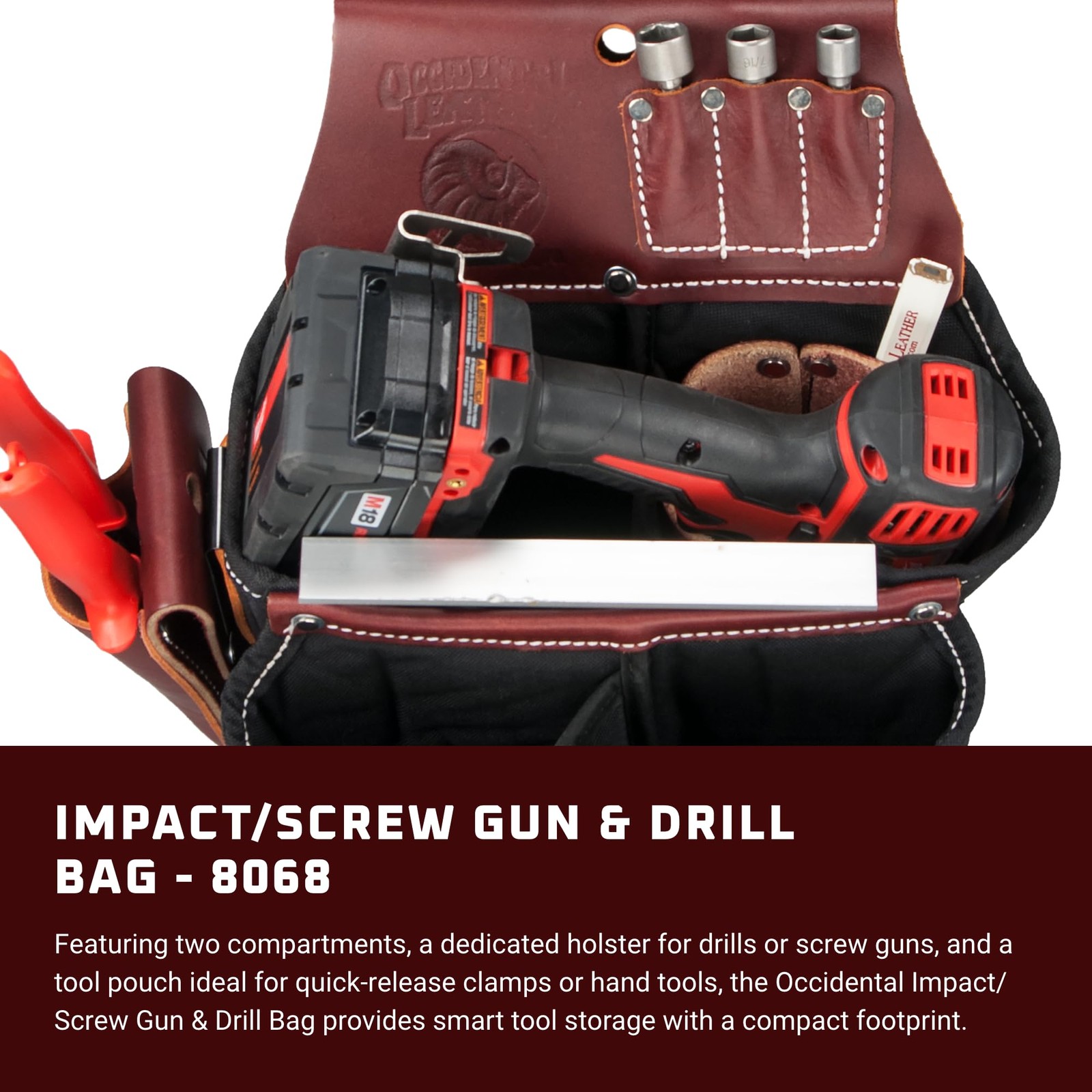 Occidental Leather Impact/Screw Gun and Drill Bag 9 Pockets & Tool Holders …