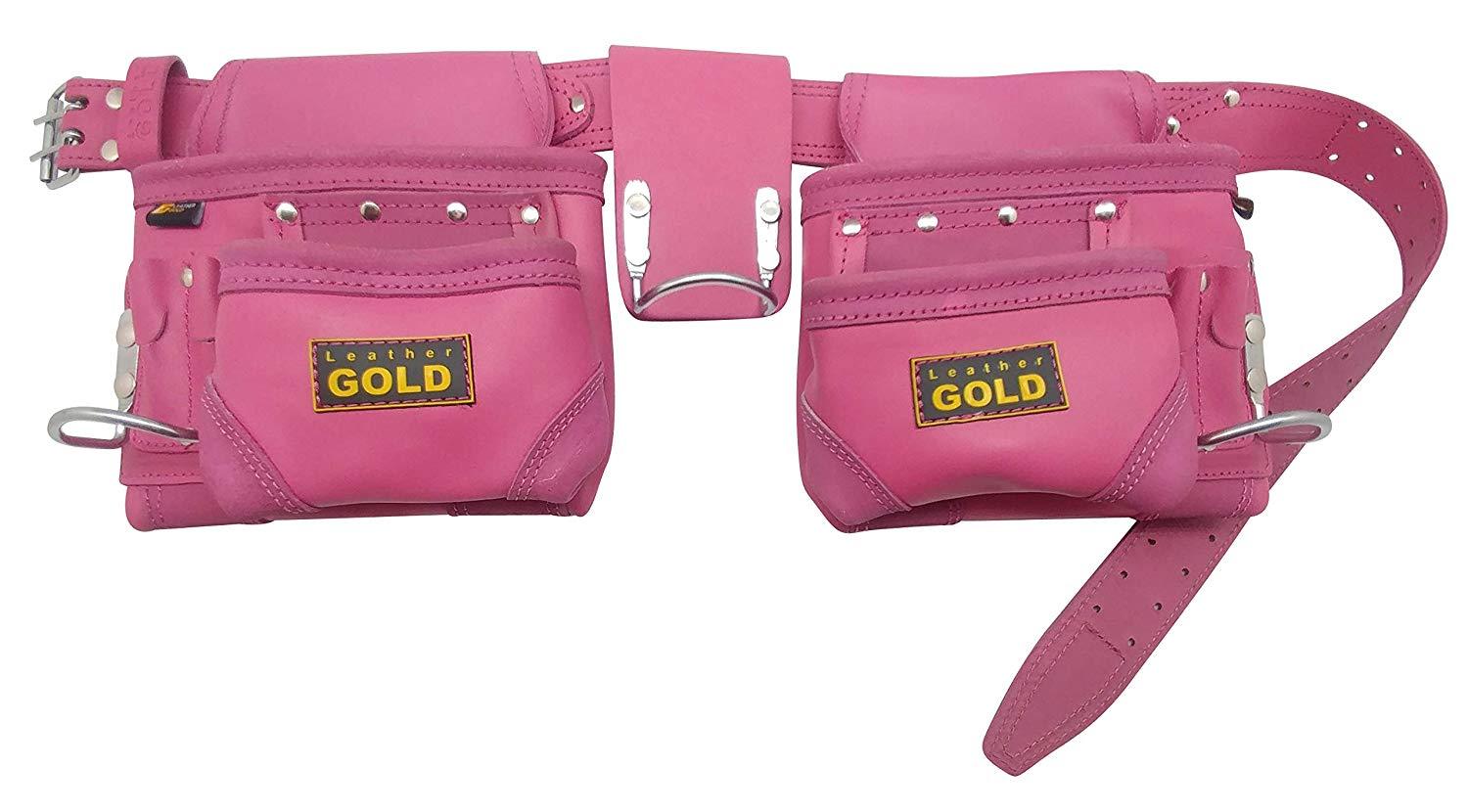 LEATHER GOLD Genuine Finished Leather Framer’s adjustable Rig, Tool Belt 3450