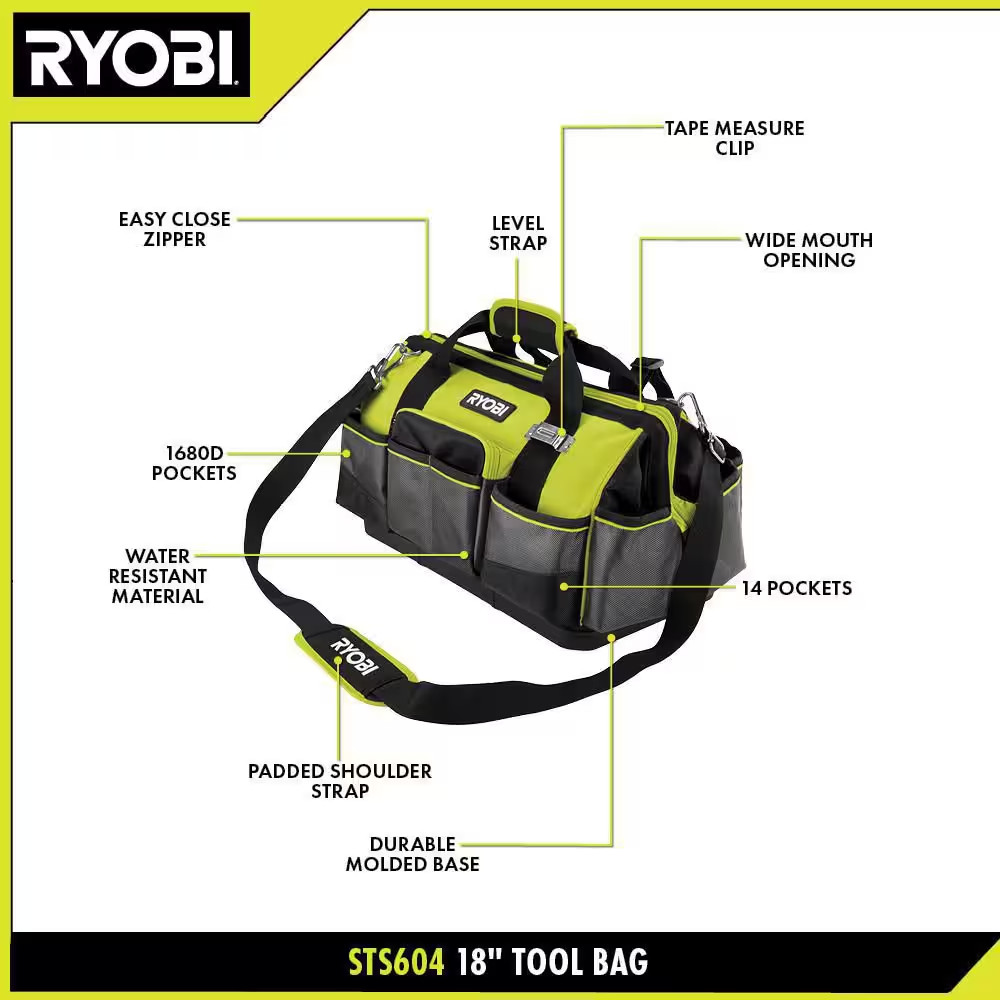 RYOBI 18 In. Medium Tool Bag
