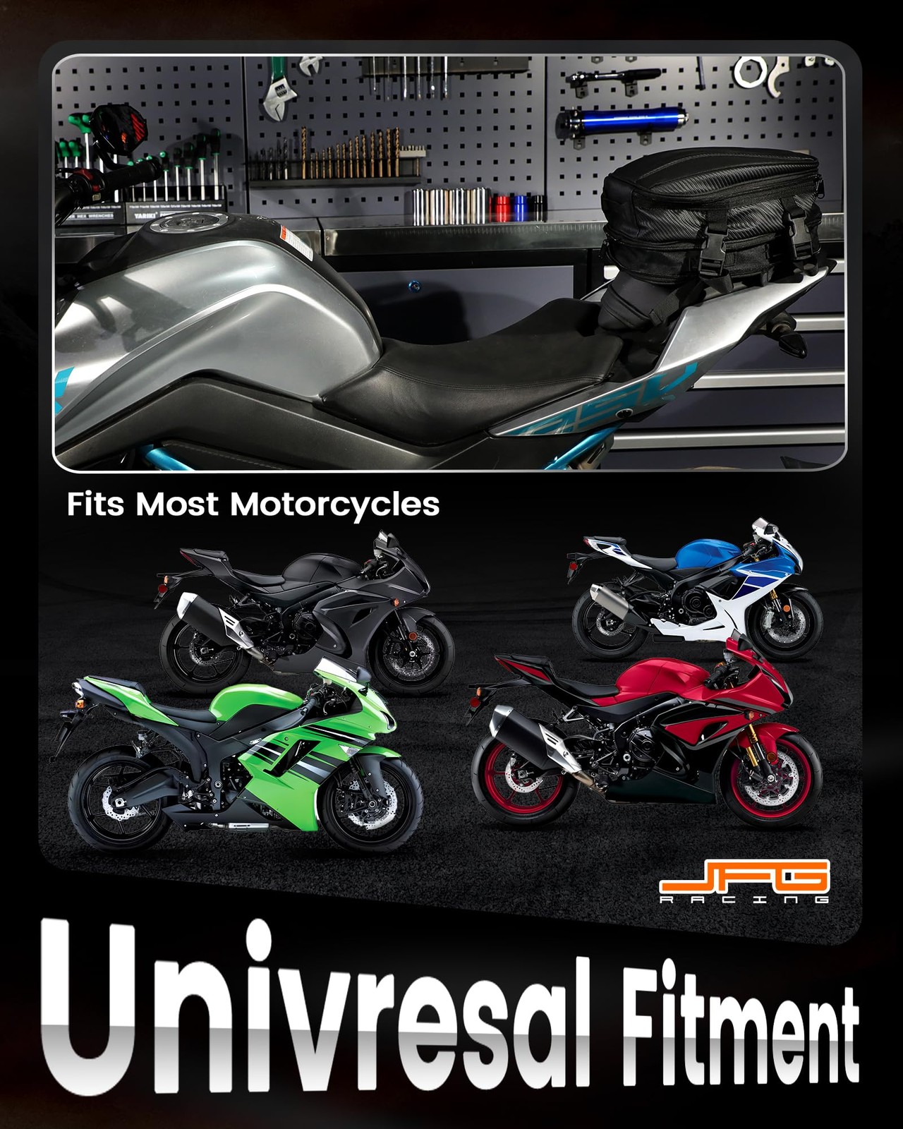 12L Motorcycle Tail Bag Helmet Backpack Dual Use Seat Street Dirt Bike Storage