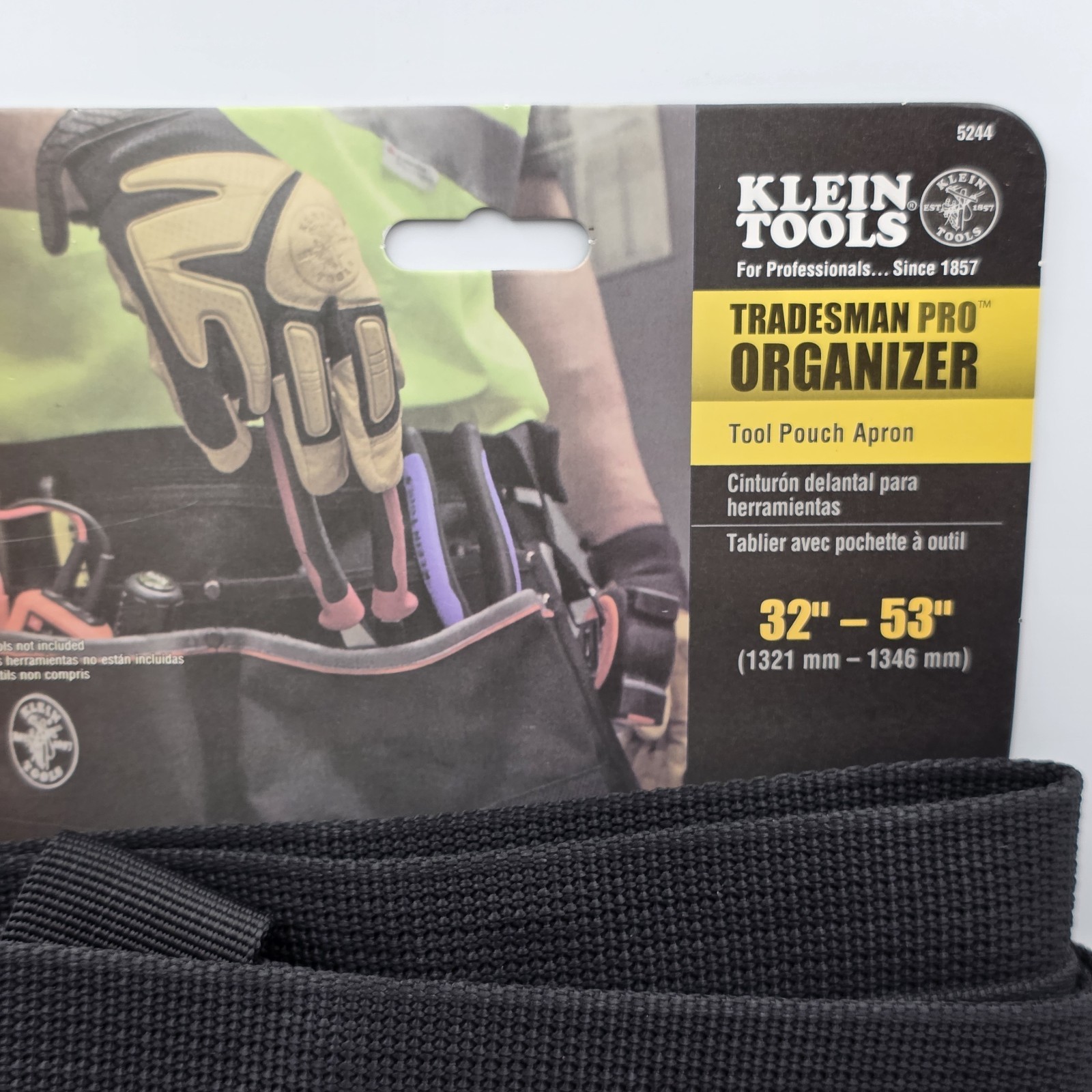 Klein Tools Adjustable Black Tool Belt with Heavy Duty Pockets and Tape Thong