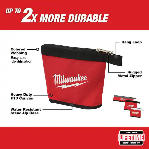 Milwaukee 14 in., 8 in. and 6 in. Multi-Size Zipper Tool Bags in Red (3-Pack)