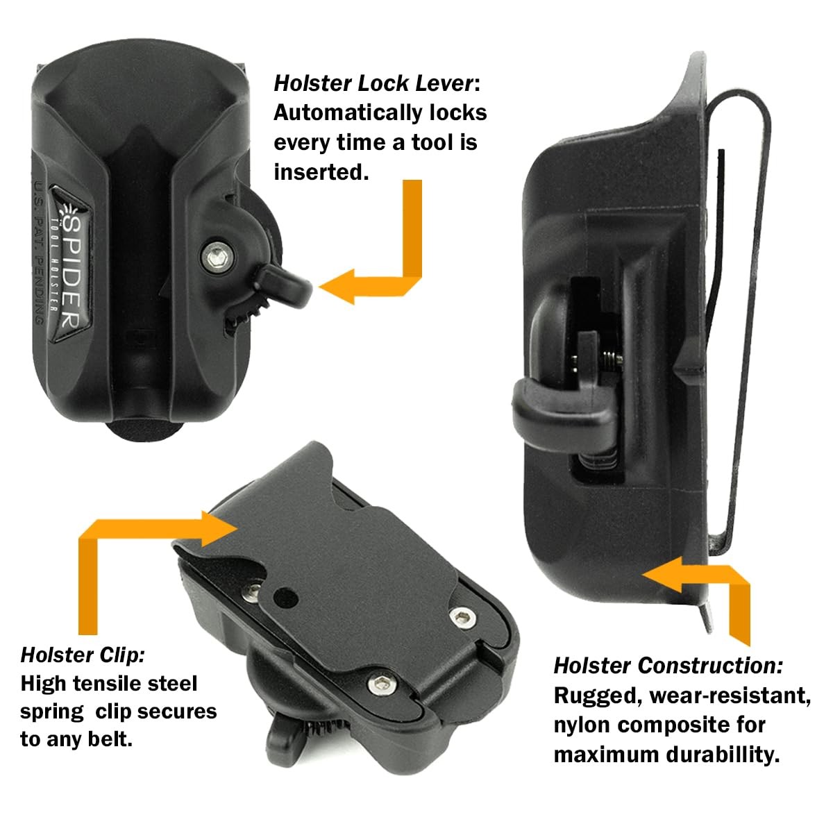 Spider Tool Holster – Self Locking, Quick Draw, Universal Tool Holder – Clips…