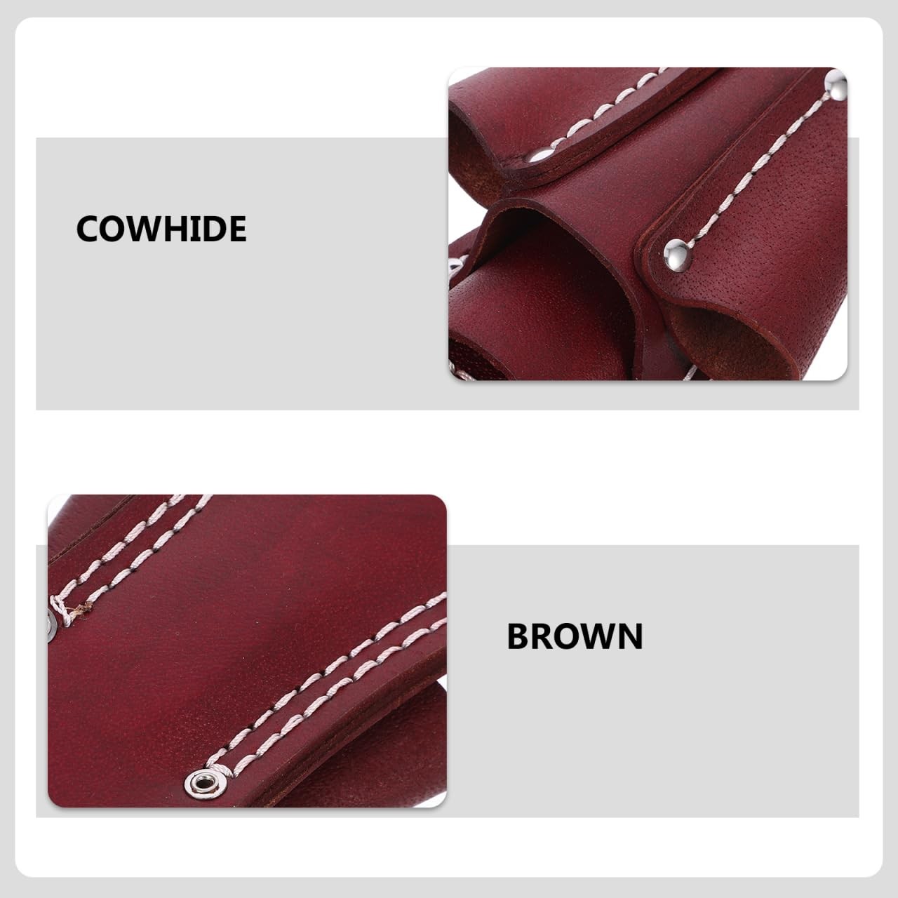 1 PCS Leather Tool Pouch Electrician Small 4 Pockets Belt Heavy Duty Brown