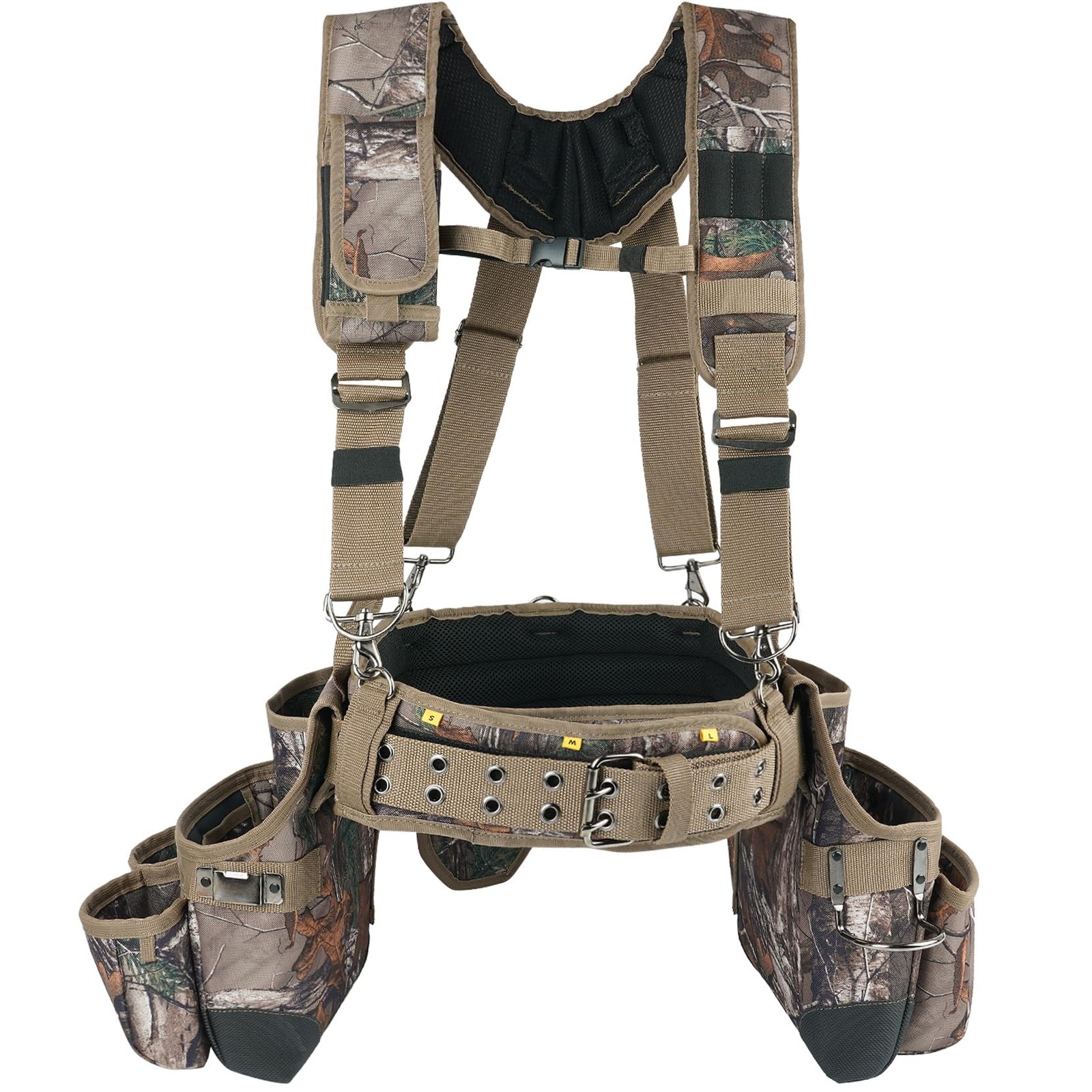 MELOTOUGH Camo Tool Belt with Suspenders Camouflage Tool Bag Supenders Framer…