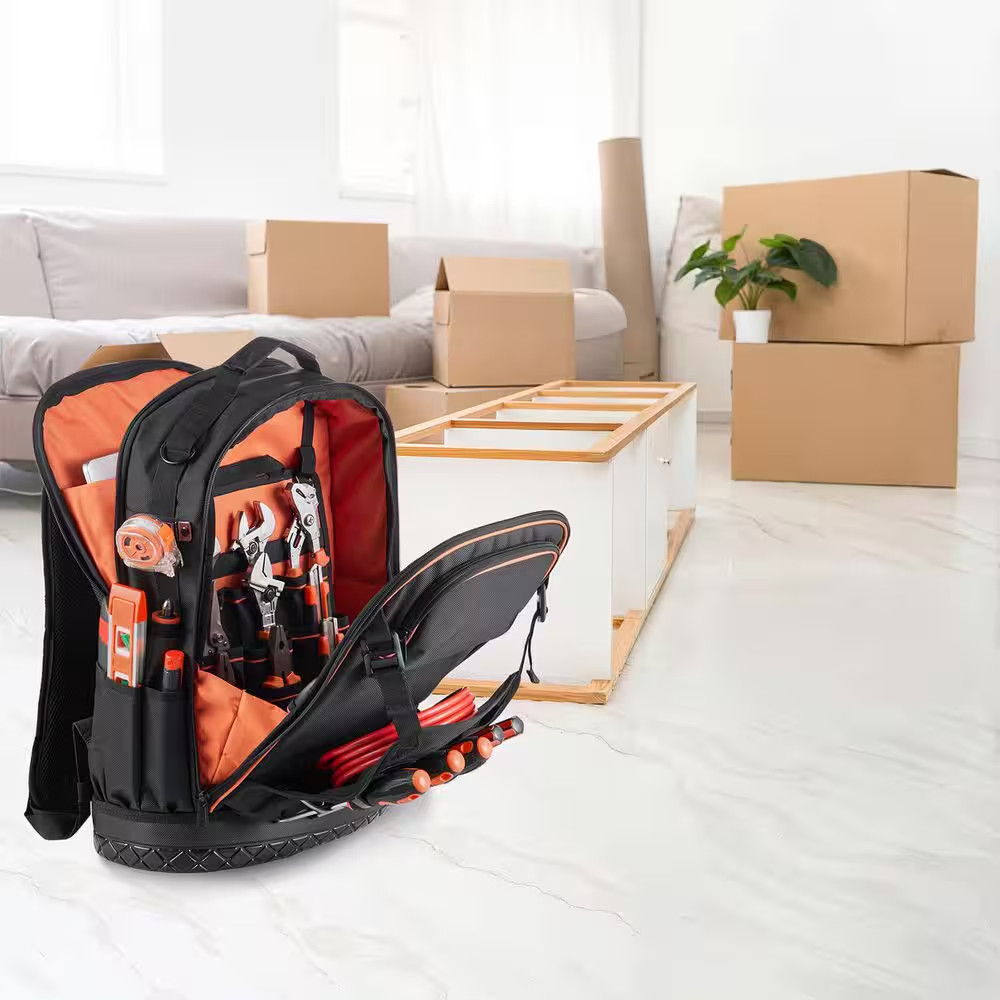 Tool Backpack, 65 Pockets, Heavy-Duty Tools Storage Organizer Work Bags with Lap
