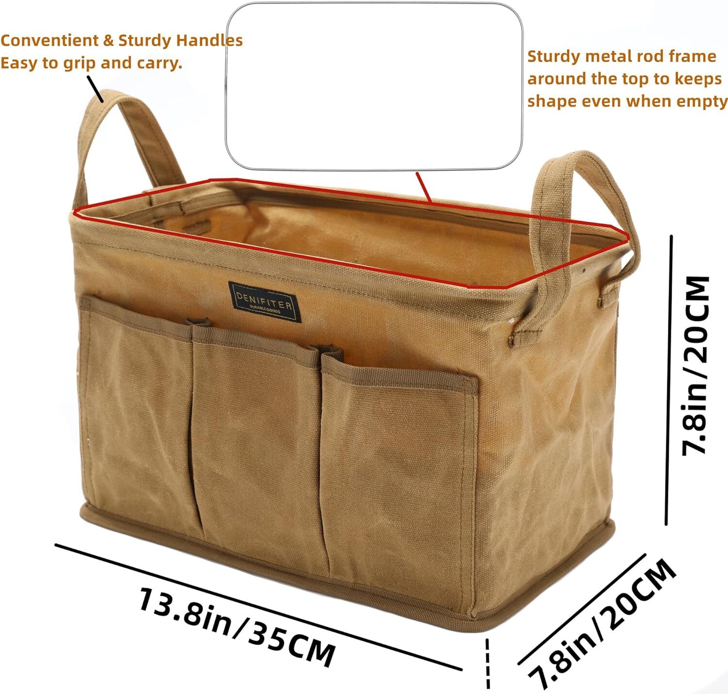 Denifiter Tool Pouch, Heavy Duty 16oz Waxed Canvas Bag, Khaki-Single
