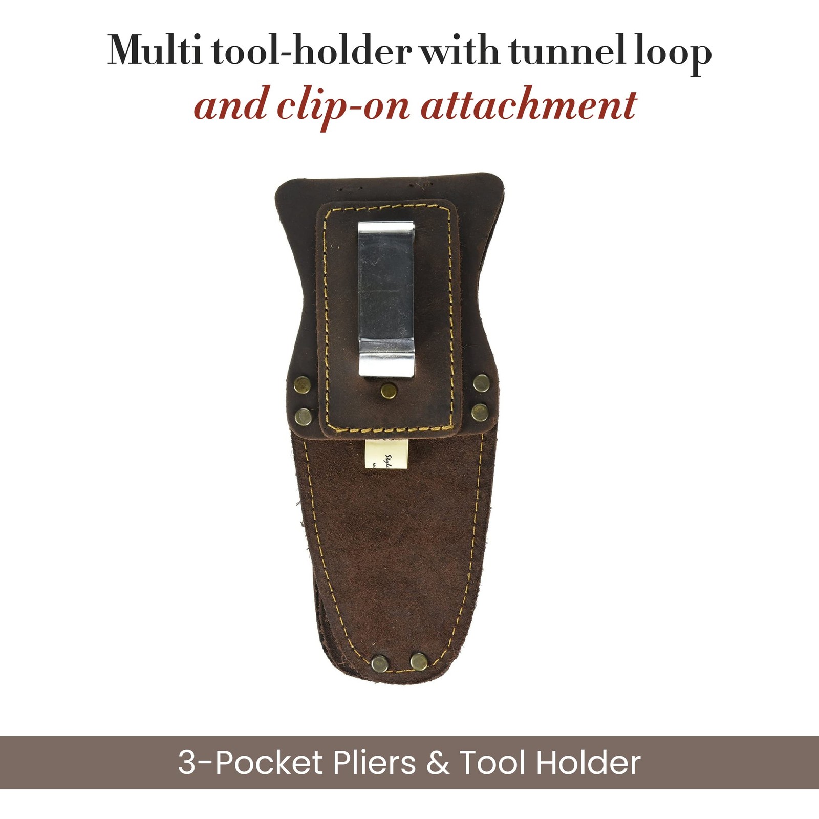 3 Pocket Pliers & Tool Holder, Full-Grain Oiled Leather Tool Pouch, Multi Too…