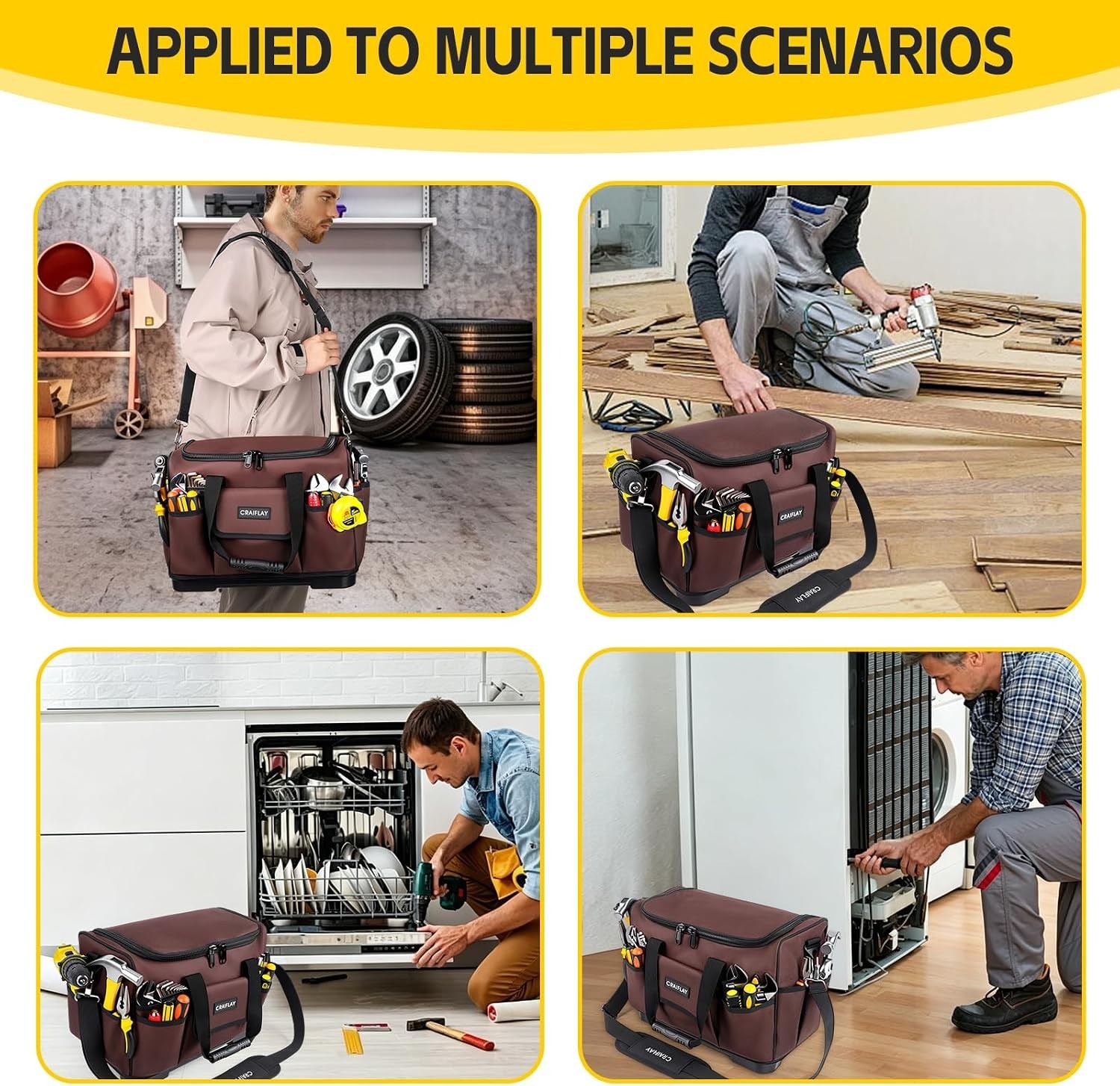 Adjustable 19” Tool Bag for Heavy-Duty Use – 30 Compartments for Quick Access