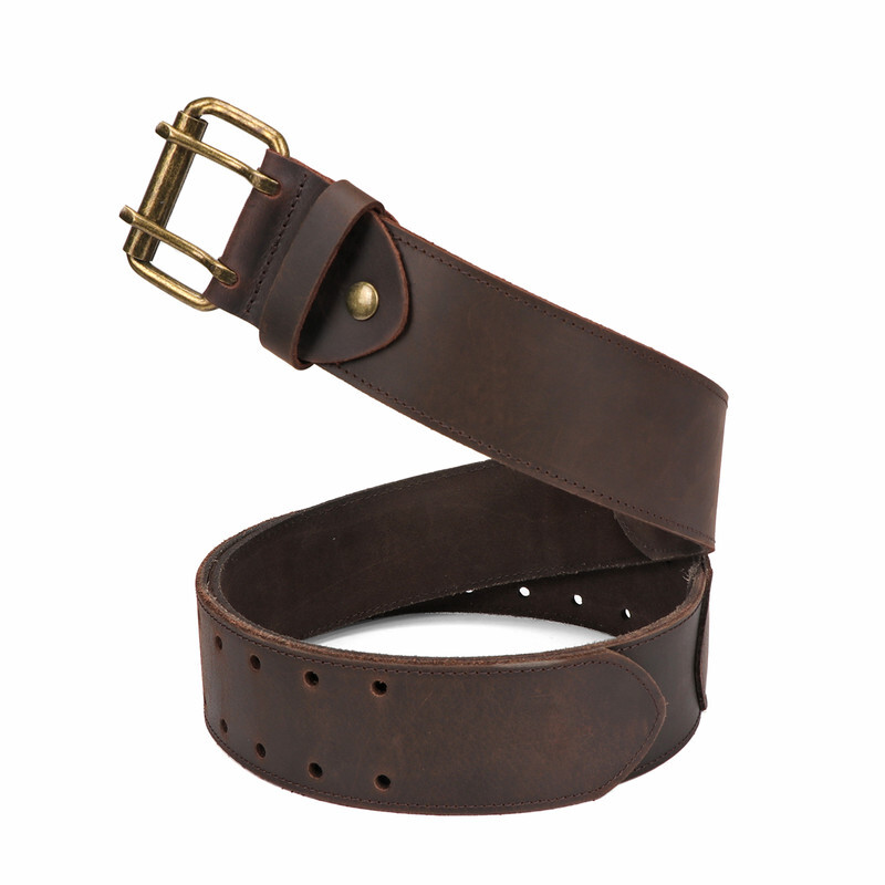 TOURBON Leather Tool Carry Workshop Waist Belt 2″ Double Roller Buckle Rig Belt