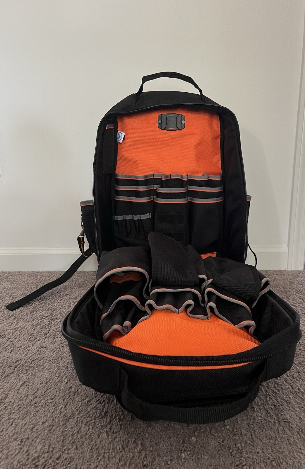 Klein Tools Tradesman Pro XL Nylon Tool Backpack Black/Orange 40 pockets