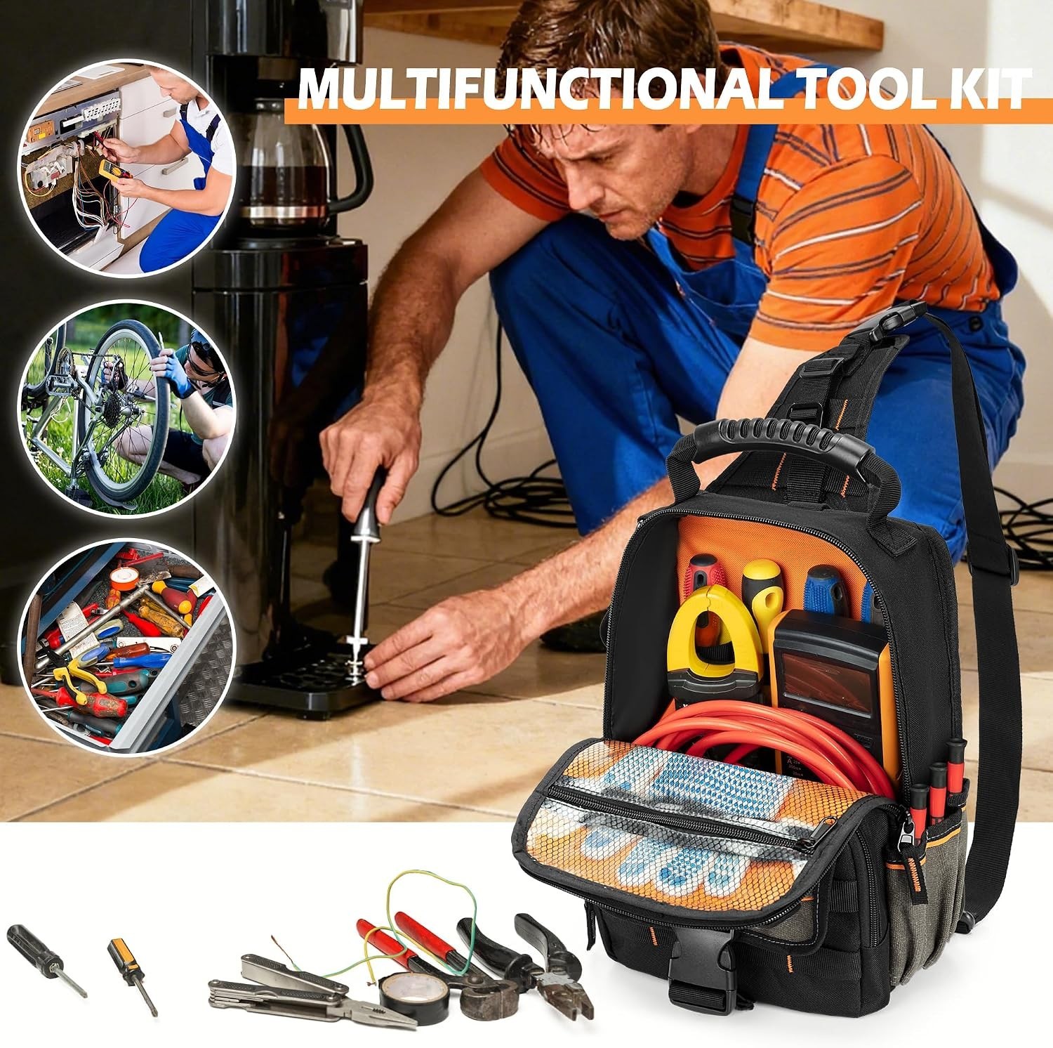 Heavy-Duty Canvas Electrician Tool Pouch Bag for Maintenance Repair – 8.3″x5.3″