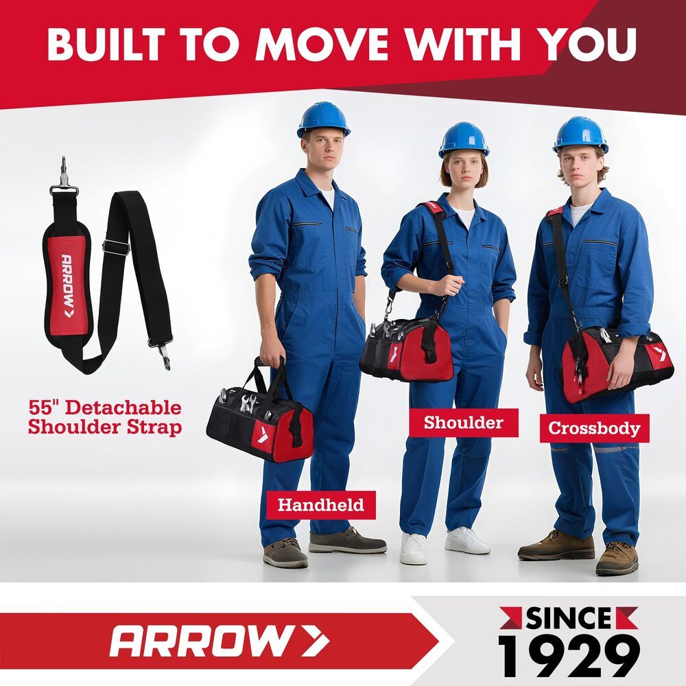 ARROW 14″ Heavy Duty Tool Bag with Anti-Slip Feet Tool 840D Oxford Fabric New