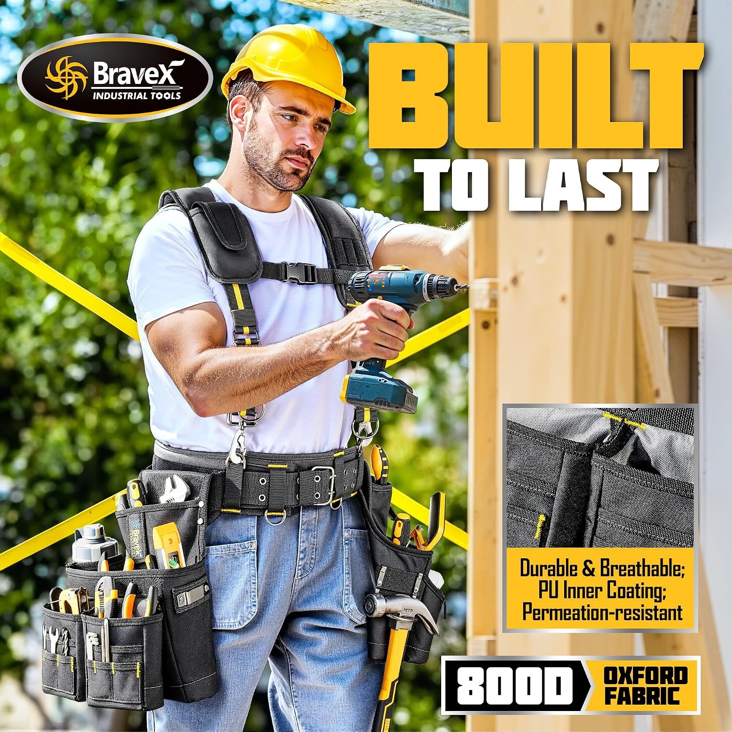 Carpenter Tool Vest Bravex 20 Pocket Suspension Rig 1200D