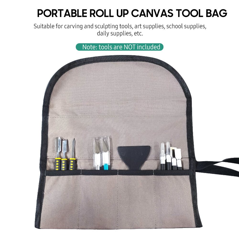 Portable Roll Tool Bag Foldable Roll Small Tool Pouch Multiple Pockets A2C4