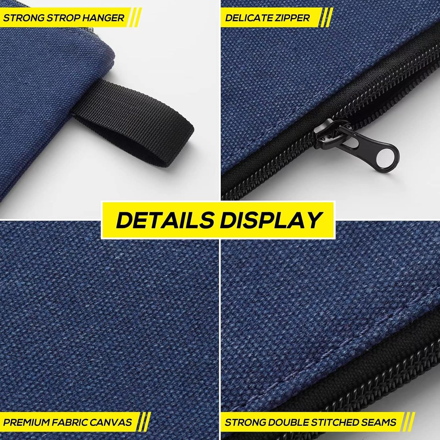 8 Pack Canvas Tool Pouch with Zipper,Upgrade 16 Oz Heavy Duty Small Tool