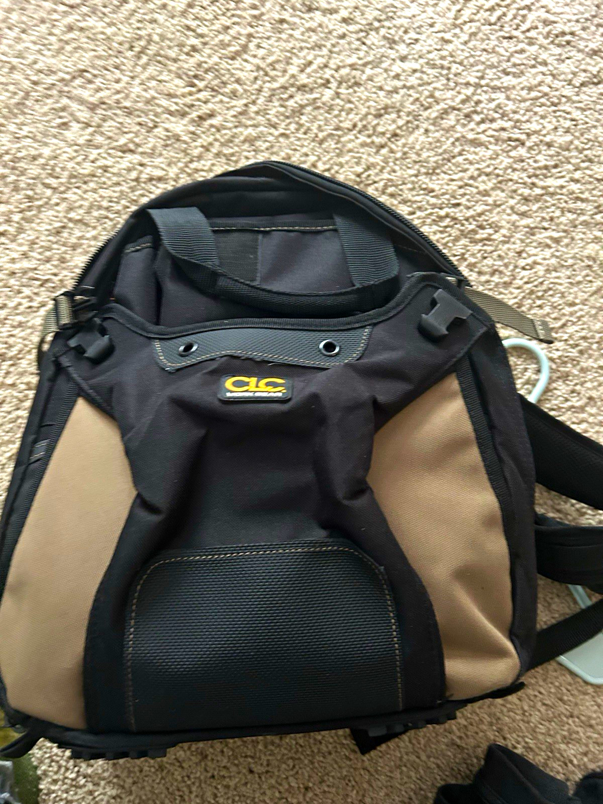 CLC Work Gear Tool Backpack Black/Tan w/ Handle & Padded Straps