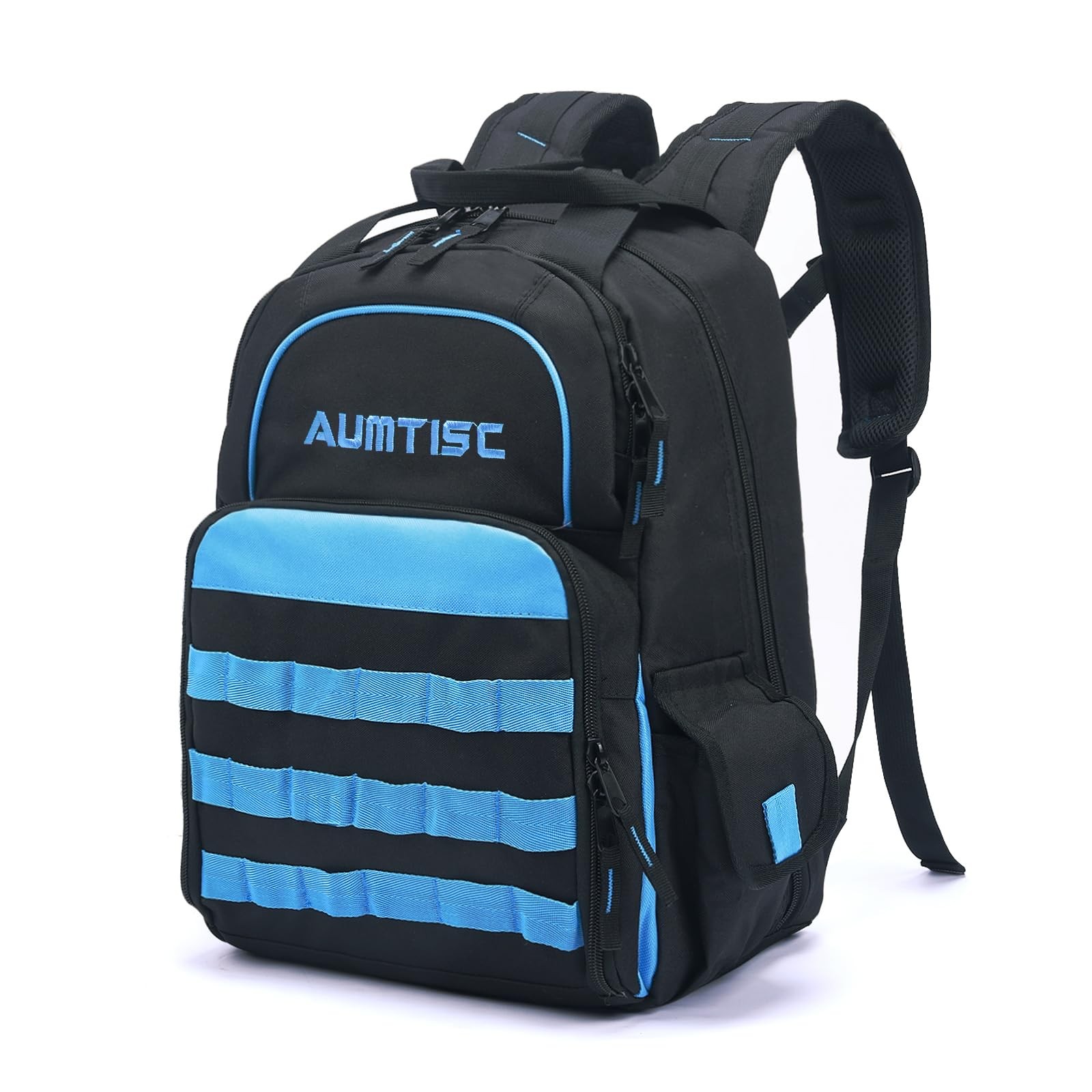 AUMTISC Tool Bag Backpack for Men, Large Heavy Duty Bags with 49 L, Blue