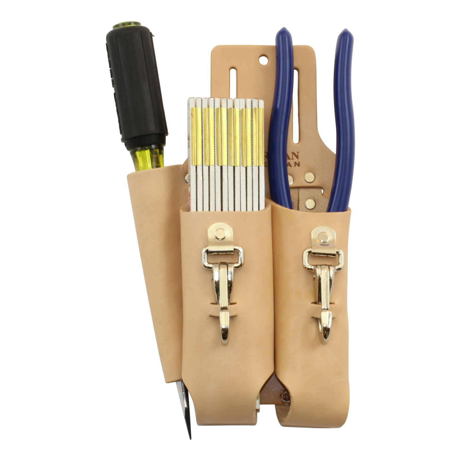 American Tradesman 718 – 3 Pocket Top Grain Leather Lineman’s Tool Holder Pouch