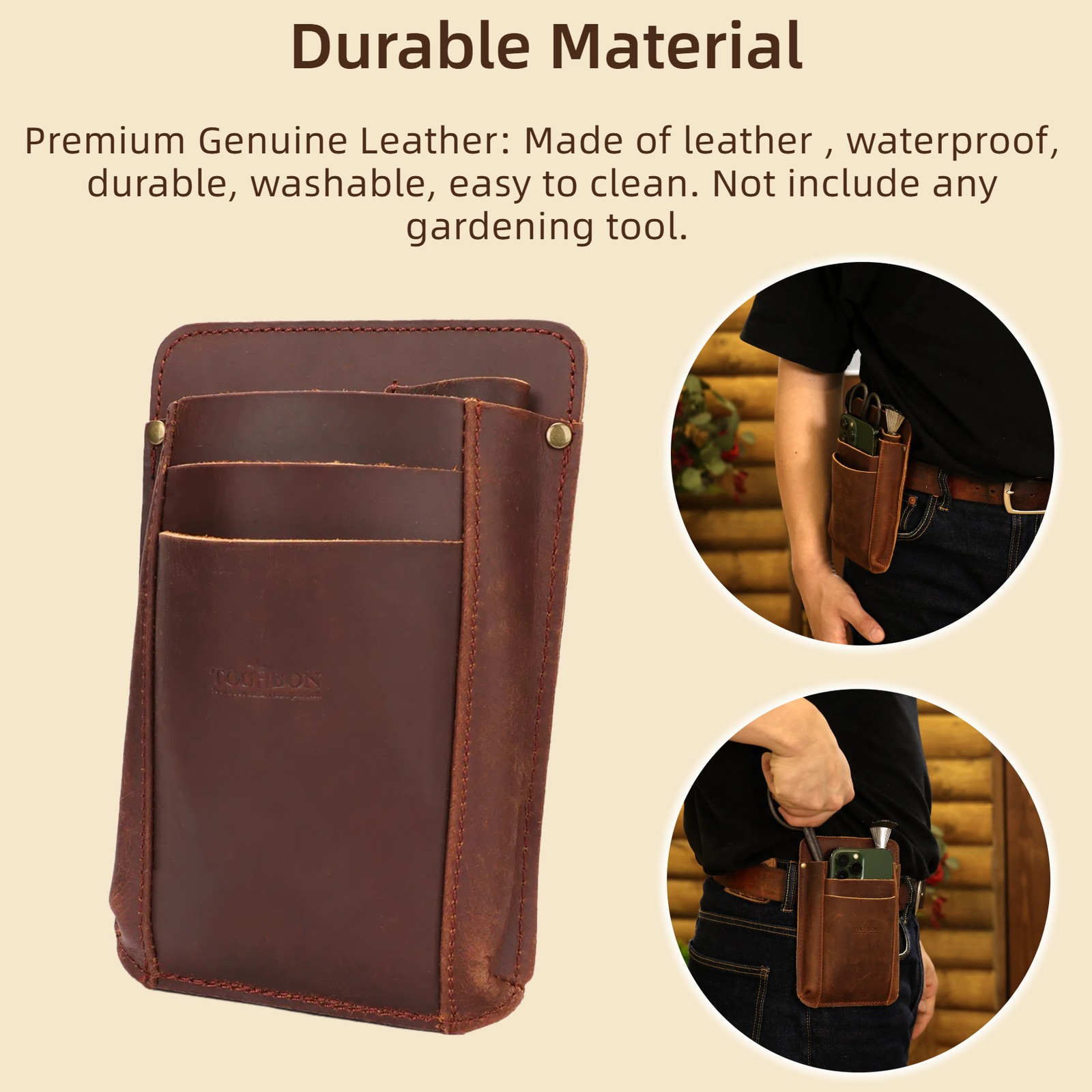 Tourbon Leather Garden Florist Tools Organizer Belt Carry Bag Pouch Travel EDC
