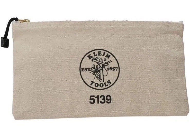KLEIN TOOLS Zipper Bag, Canvas Tool Pouch with Heavy Duty Brass Zipper Close