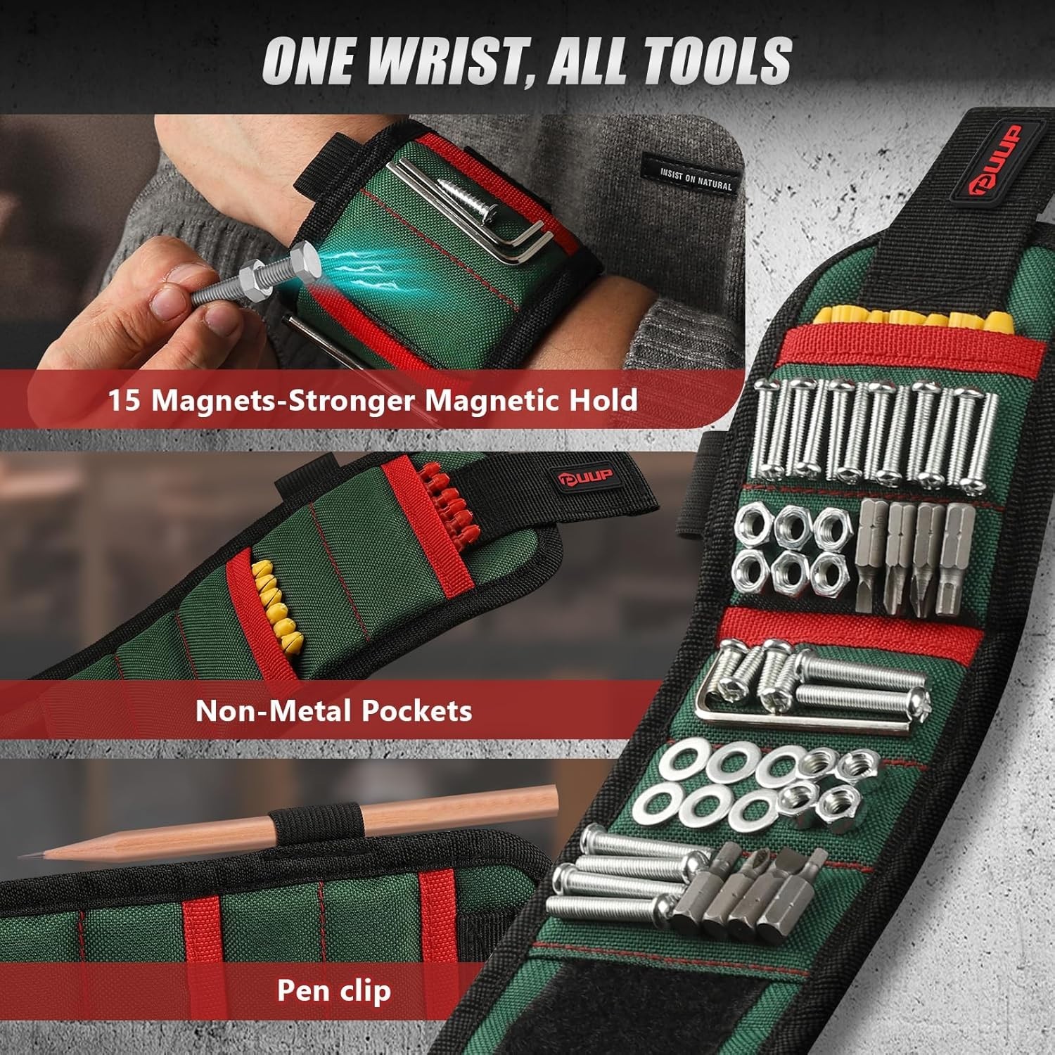 Adjustable Magnetic Wristband with LED Light – Perfect Father’s Day Gift