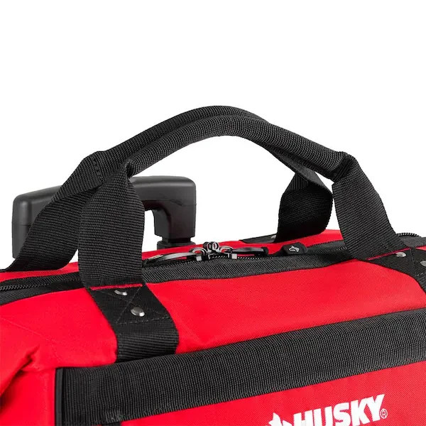 18in Rolling Tool Bag 18 Pocket Heavy-Duty Telescoping Handle Wheels Red