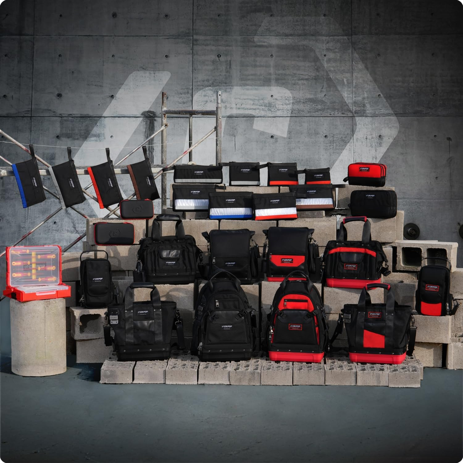 Waterproof TECH 16 Electrician Tool Bag with Hard Bottom & Zippered Organizer