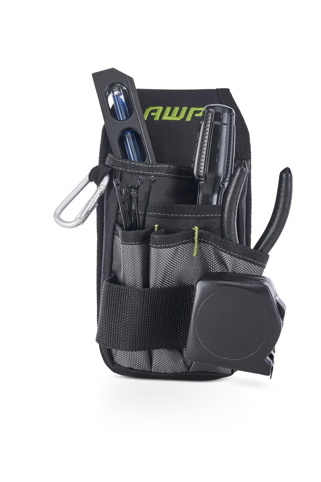 AWP Premium Tool Pouch Multi-Pocket Organizer for Electricians, 1 Pack, Black