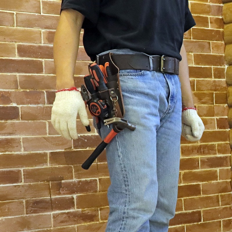 Tourbon Tool Pouch Leather Heavy Duty Adjustable Belt For Electricians Craftsmen