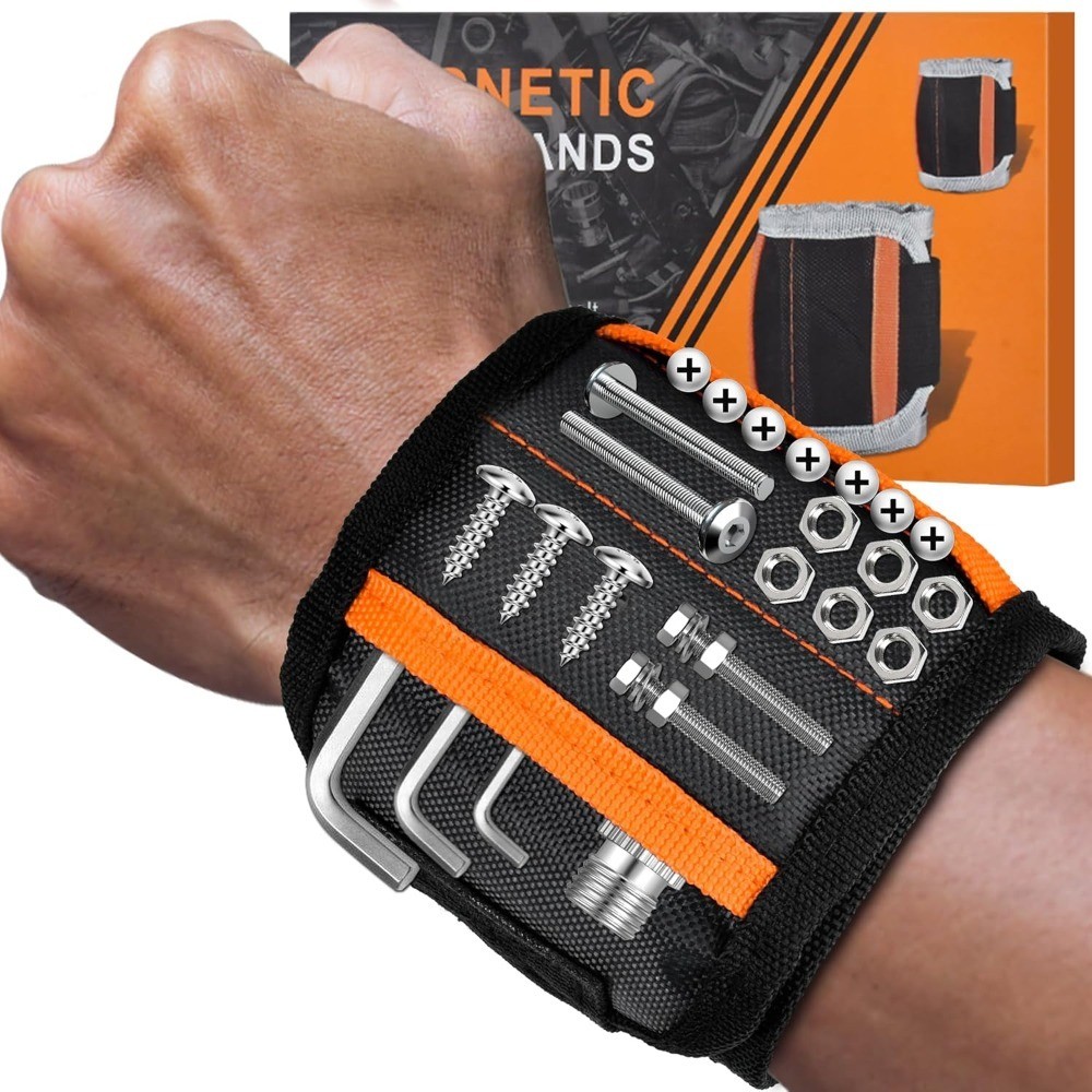 Magnetic Wristband for Men Tool Holder with Screw Nail Drill Bits Storage Gadget
