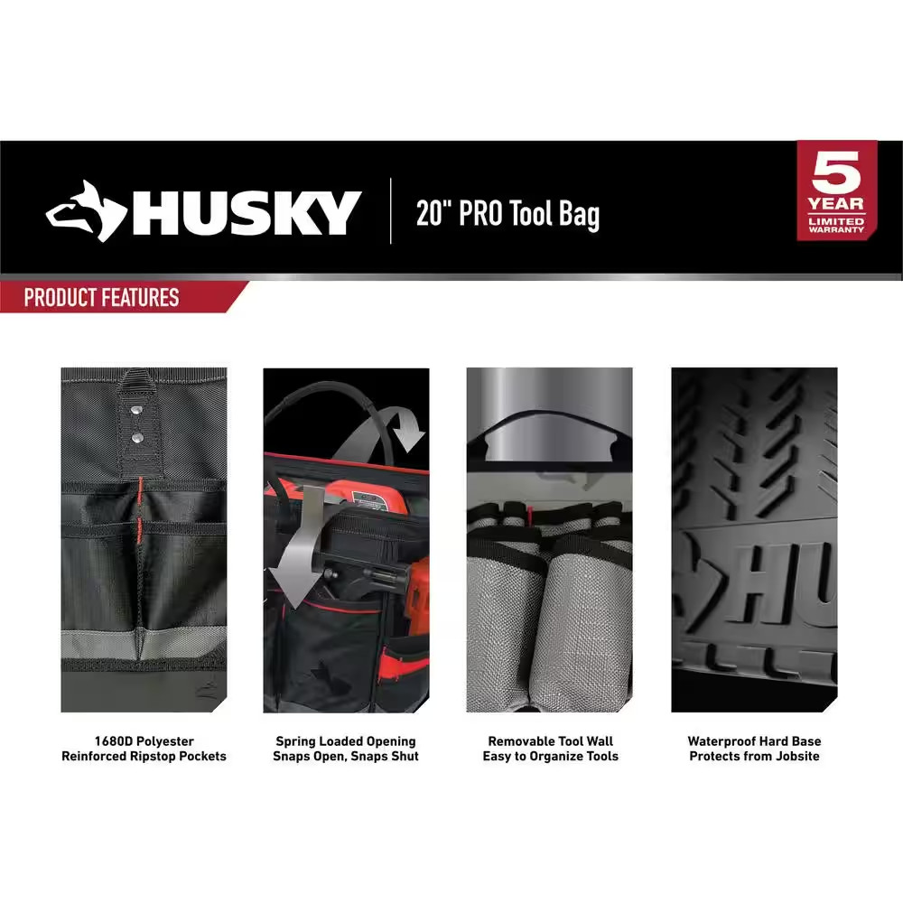 Husky Heavy-Duty 20 In. PRO Tool Bag