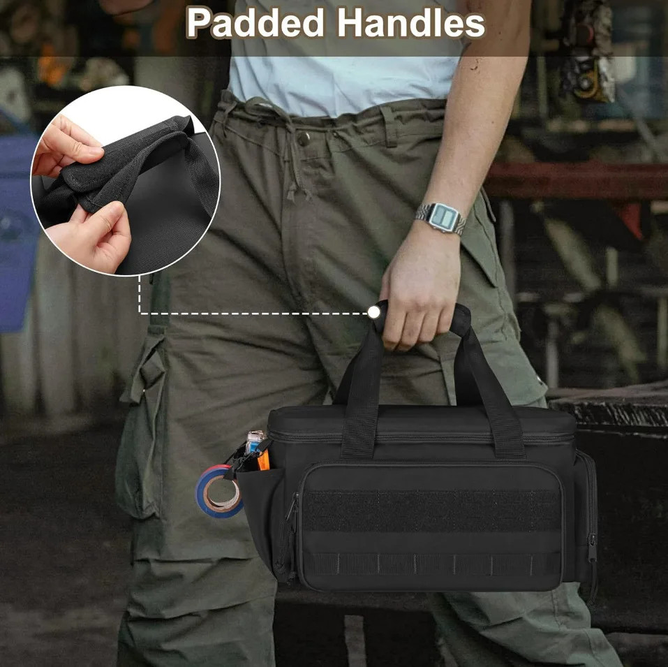 14 Inch Heavy Duty Tool Bag Portable Work Organizer Non Slip Base Storage
