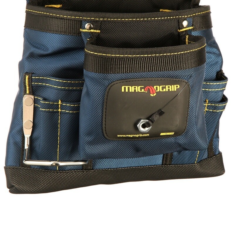 8 Pocket Magnetic Tool Pouch Durable Ballistic Polyester W/ Belt Hammer Holder
