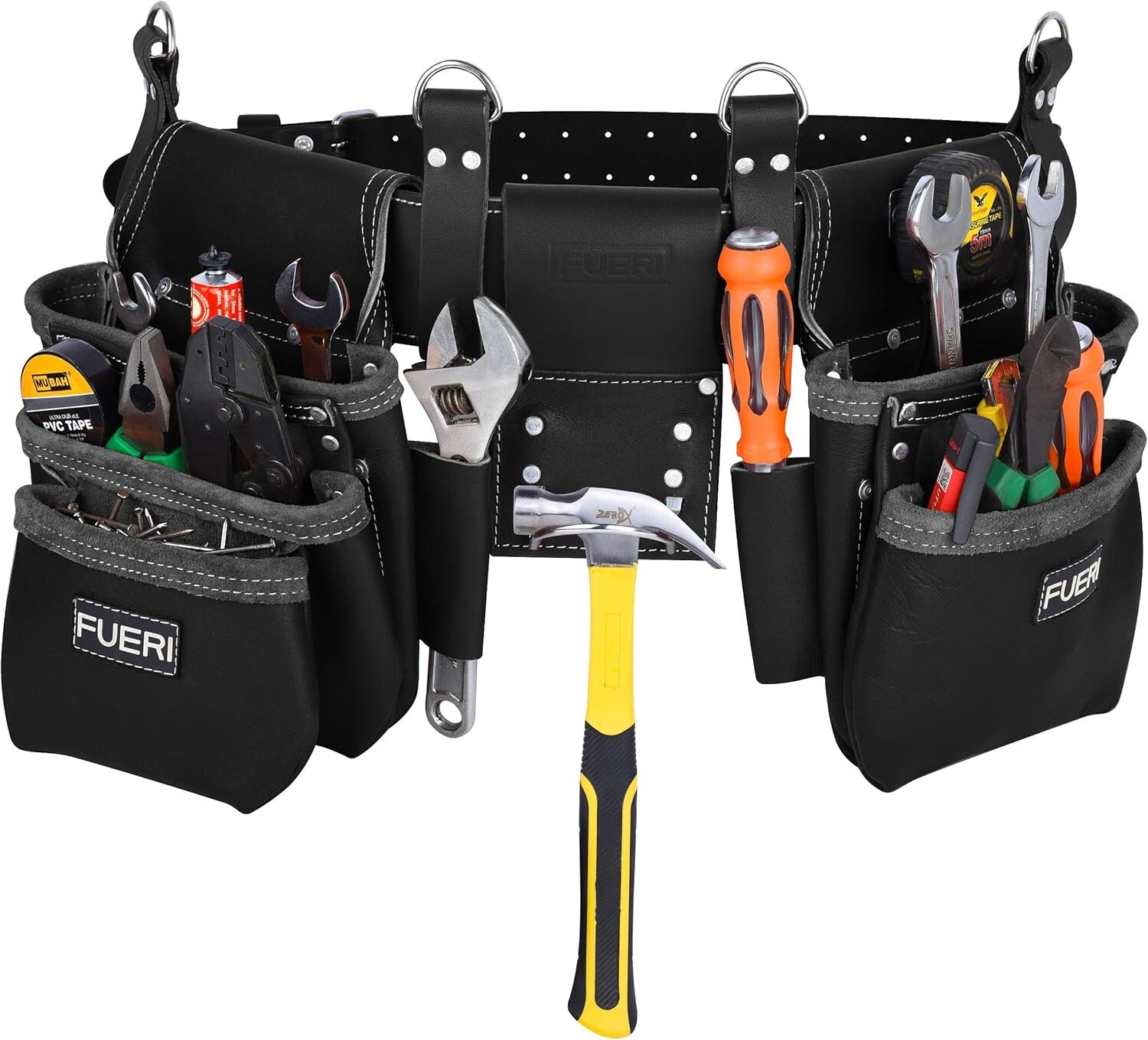 Tool Pouch Framers Combo Tool Belt Tool Kit | Heavy Duty Pro Gauge Leather Ri…