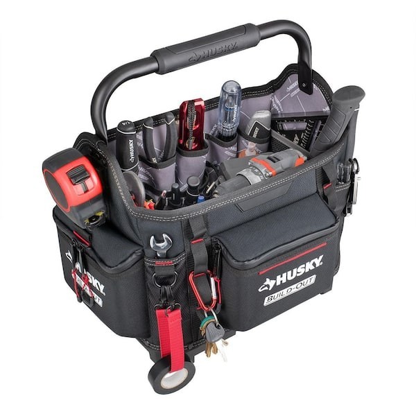Husky Build-Out Heavy Duty Contractors 14 In. Tool Tote Box Rugged Build Out 14″