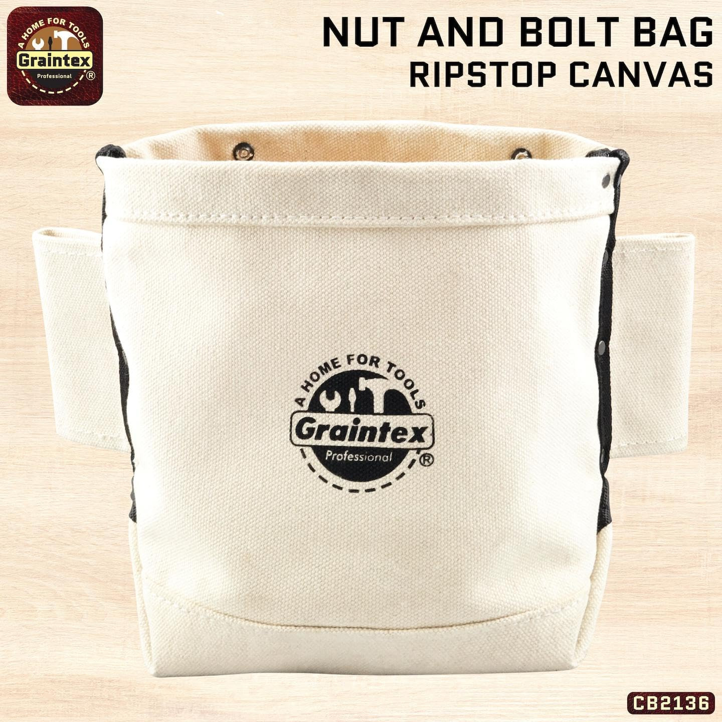 CB1136 Canvas Nut and Bolt Bag, 3 Pockets